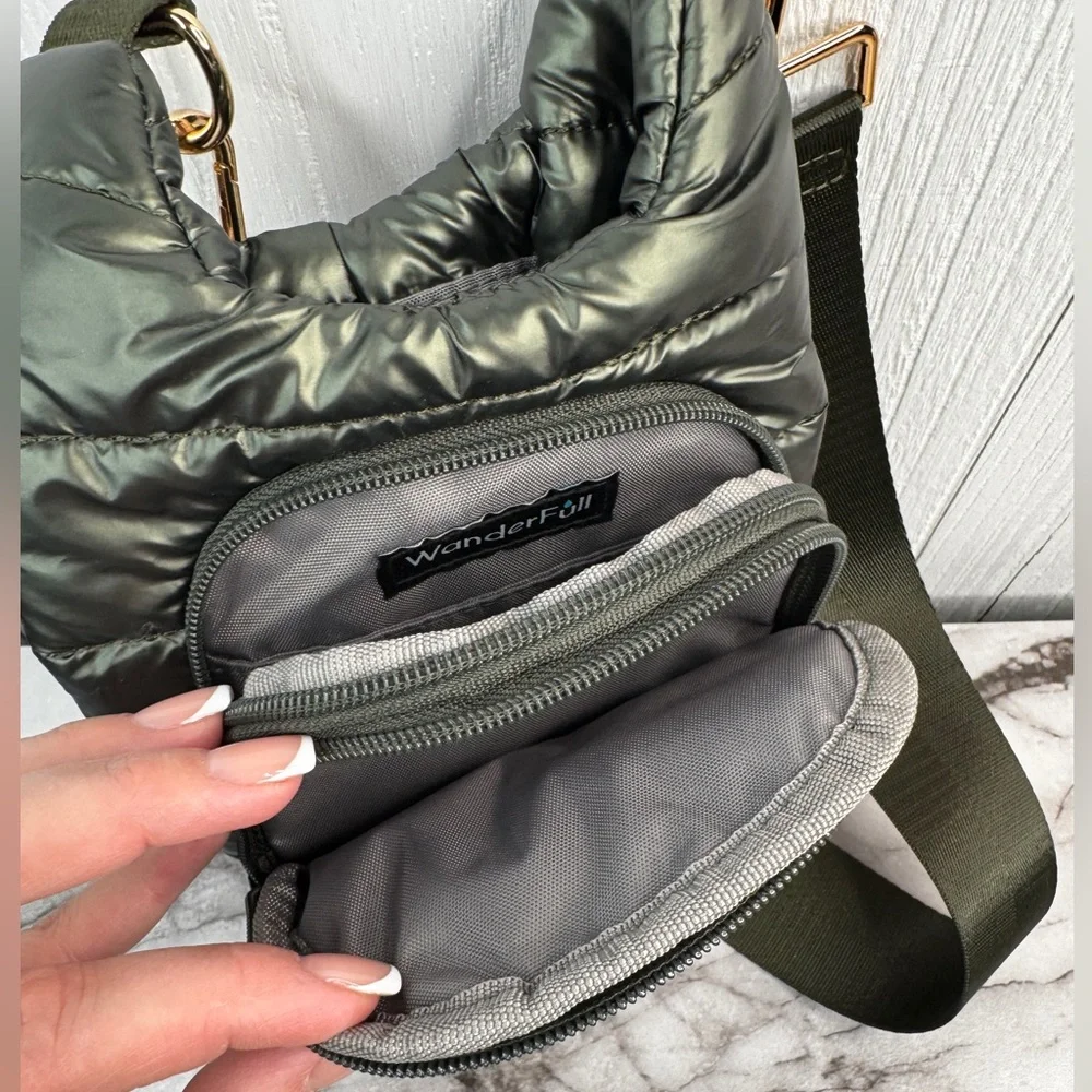 WanderFull HydroBag Quilted Puffer Crossbody Bag - Green - Picture 4 of 11